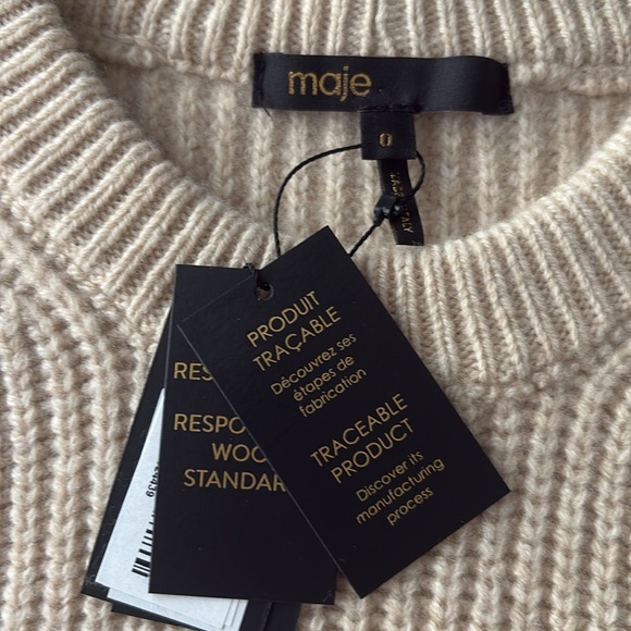 Maje Made in Italy Ribbed Split-Hem Wool Vest Beige Size 0 NWT - Picture 8 of 13